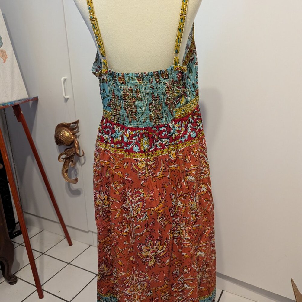 Sundance Block Print Midi Sundress Large - image 4